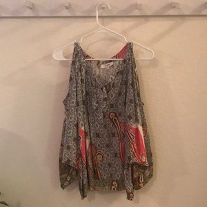 Paisley open shoulder blouse
